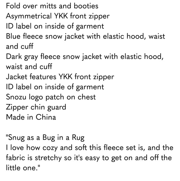 Snozu Infant 2-piece Fleece Set, Blue nwt 24m grey/dark charcoal - Picture 6 of 6